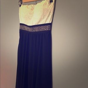 Small Black and white strapless formal dress